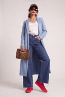 Faux Suede Open Front Coat