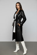 Vivienne Faux Leather Belted Trench Coat