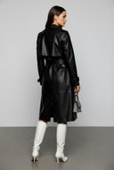 Vivienne Faux Leather Belted Trench Coat
