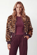 Miller Faux Fur Leopard Crop Bomber Jacket