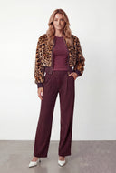 Miller Faux Fur Leopard Crop Bomber Jacket