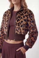 Miller Faux Fur Leopard Crop Bomber Jacket