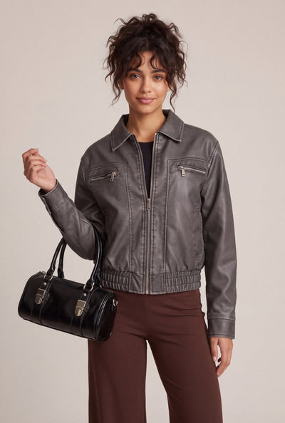 Vegan Leather Zip Jacket