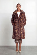 Kahlani Animal Print Faux Fur Trench Coat
