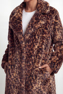 Kahlani Animal Print Faux Fur Trench Coat