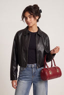 Vegan Leather Bomber Jacket