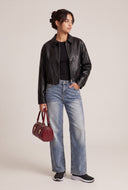Vegan Leather Bomber Jacket