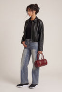 Vegan Leather Bomber Jacket