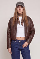 Vegan Leather Bomber Jacket