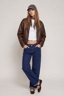 Vegan Leather Bomber Jacket