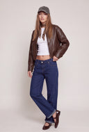 Vegan Leather Bomber Jacket