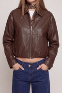 Vegan Leather Bomber Jacket