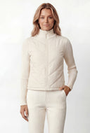 Chevron Puffer Front Knit Jacket