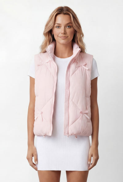 Keira Bow Quilted Puffer Vest