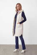 Drew Hooded Long Quilted Vest