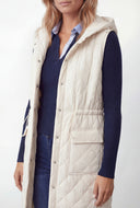 Drew Hooded Long Quilted Vest