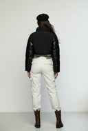 Jolene Faux Leather Mock Neck Puffer Jacket