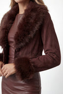 Indie Fur Trim Cropped Denim Jacket