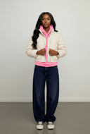 Kara Faux Leather Snap Button Puffer Jacket