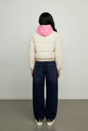 Kara Faux Leather Snap Button Puffer Jacket