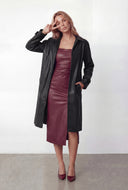 Etta Collared Faux Leather Trench Coat
