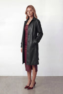 Etta Collared Faux Leather Trench Coat