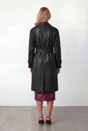 Etta Collared Faux Leather Trench Coat