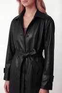 Etta Collared Faux Leather Trench Coat