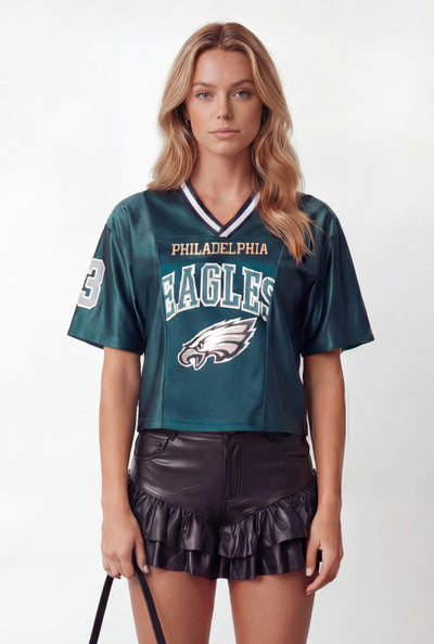 NFL Eagles Jersey Mesh Crop Top