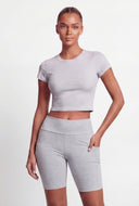 Crew Neck Short Sleeve Cropped Tee