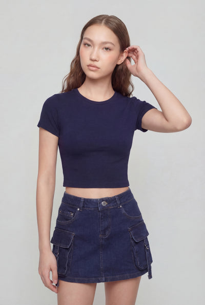 Crew Neck Short Sleeve Cropped Tee