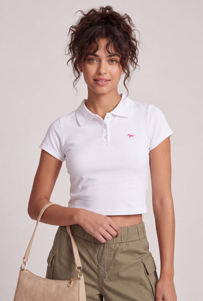 Paige Crop Polo Top