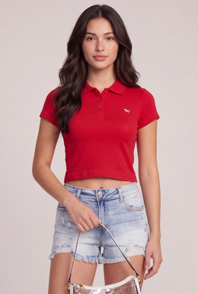 Paige Crop Polo Top